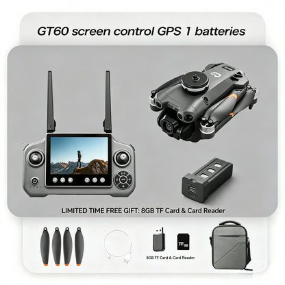 New 2026 GT60 Airdrop Drone GPS Return 5G 6K HD Camera Screen Remote Omnidirectional Obstacle Avoidance Dron RC Toy Best Gift