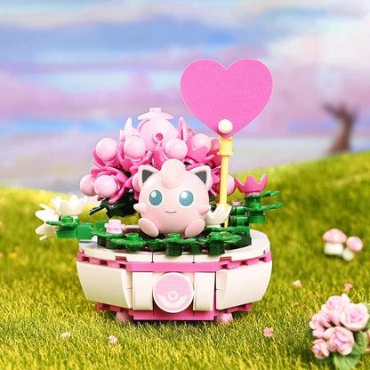New Pokemon Building Block Pikachu Charmander Squirtle Model Toy Home Decoration Plant Potted Flower Brick Girl Toy Youths Gift