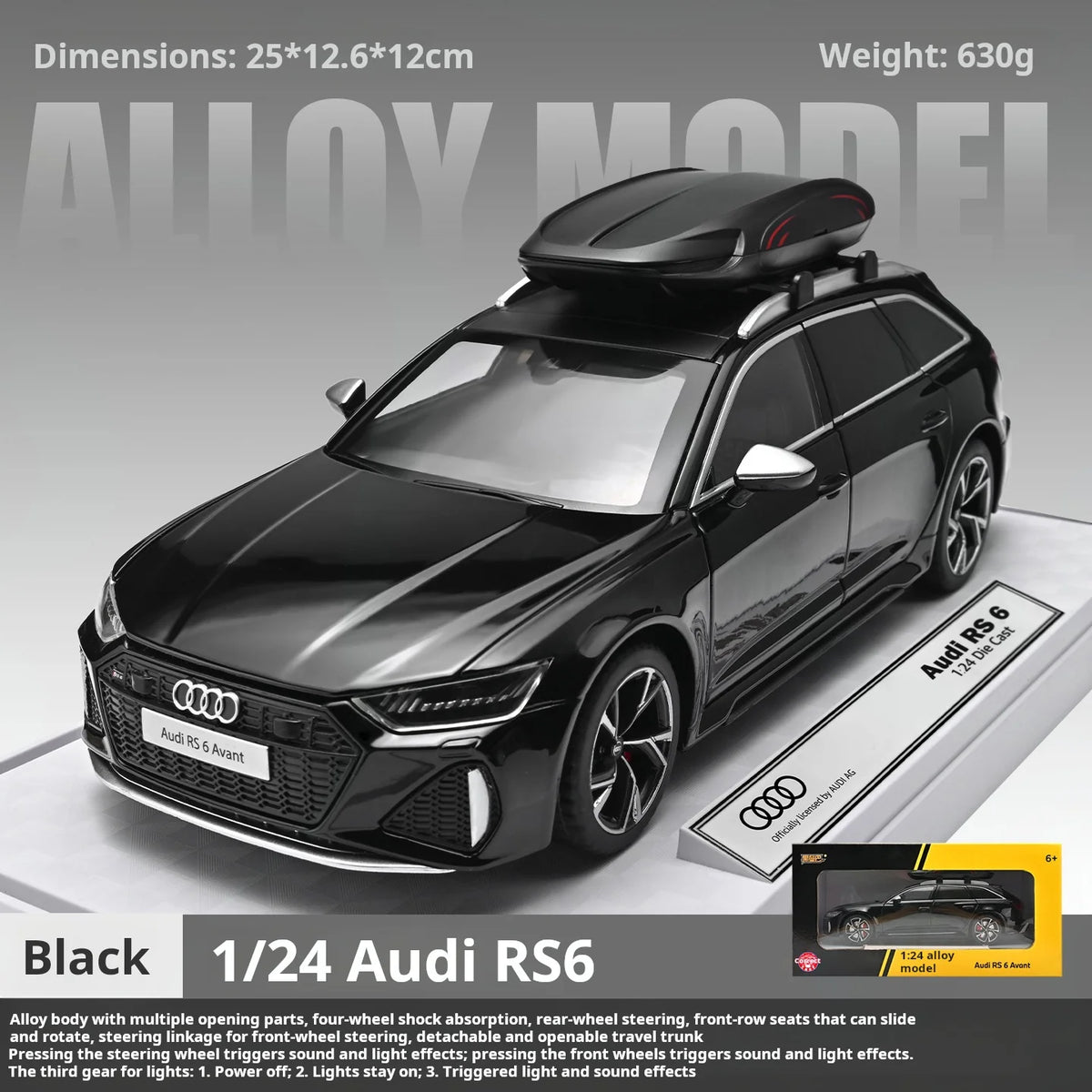 1/24 Audi RS6 Hot Hatch Wagon Performance Shooting Brake Simulation Alloy Car Model Toy Car Boy Collection Ornament Pull Back