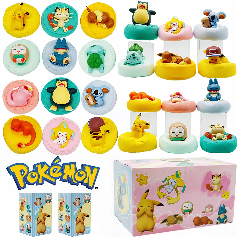 Anime Pokémon Blind Box Model Figure 1-12 Pcs Pikachu Sleep Series Interior Hand Sleeping Position Toys Gift for Sfriends
