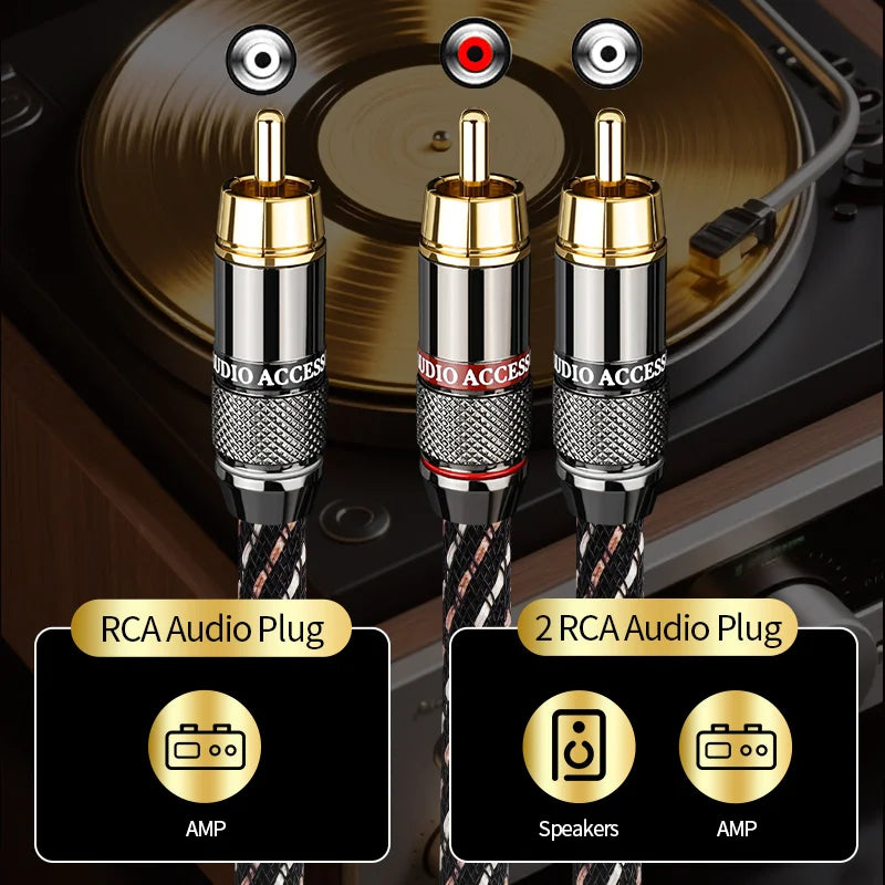 YYTCG HIFI rca to 2rca audio cable 6N OFC Subwoofer Y Cable RCA 1 Male to 2 Male Audio cable for Speaker,DVD, TV, Amplifier