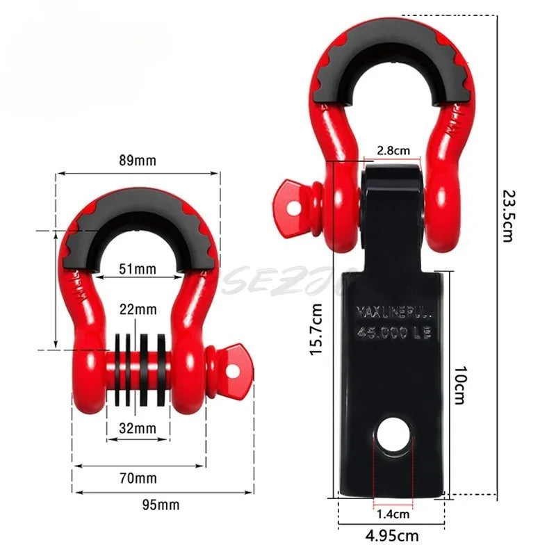 3/4 Carbon Steel Trailer Arm Broken19T Solid Square Mouth Trailer Hook Buckle 4.75T Off-road Trailer Modification Part