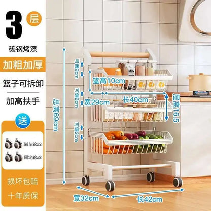 Light Luxury Metal Kitchen Trolleys Creative Storage Cart Modern Home Furniture Floor Multi-layer Fruit Vegetable Snacks Shelf