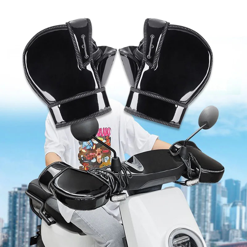 Protective Motorcycle Scooter Thick Warm Handlebar Muff Grip Handle Bar Muff Rainproof Riding Winter Warmer Thermal Cover Gloves