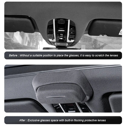 For Porsche Cayenne 2018 2019 2020 2021 2022 2023 2024 Car Suede ABS Glasses Case Sunglasses Storage Clip Protective Lenses ﻿