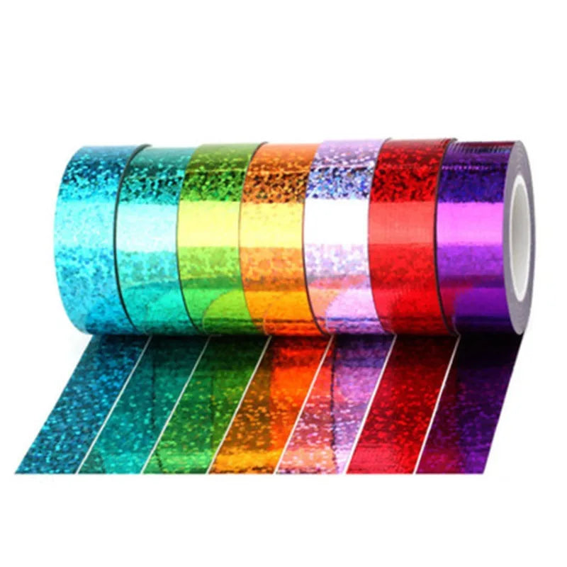 5M Laser Pattern Tape Blue Green Silver Creative Color Basic DIY Bookkeeping Decorative Material Stickers Handmade Tape