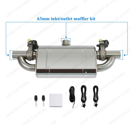 Universal Valved Muffler Kit Center In Dual Out Remote Controller Kit Performance Valved Muffler T Style Electronic Exhaust