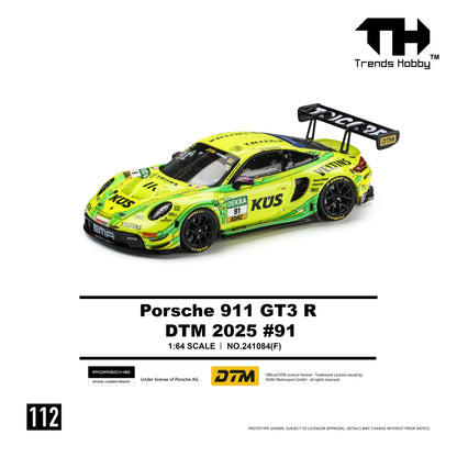 Trends Hobby 1/64 Porsche 911 GT3 R 2025 DTM Super Sport Racing Miniature Model Toy Car Free Wheels Diecast Collection Gift