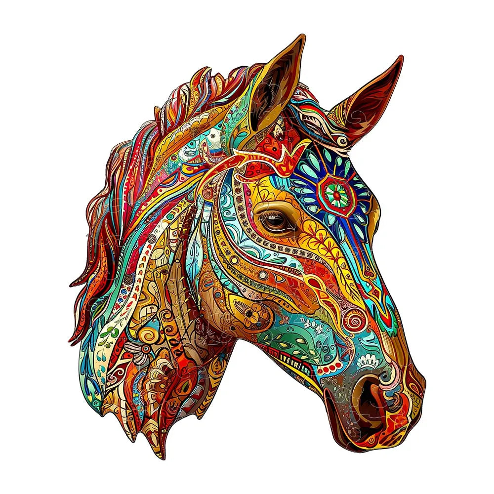 Wooden puzzle color horse gift box exquisite gift irregular animal shape puzzle personalized senior unique gift family interacti