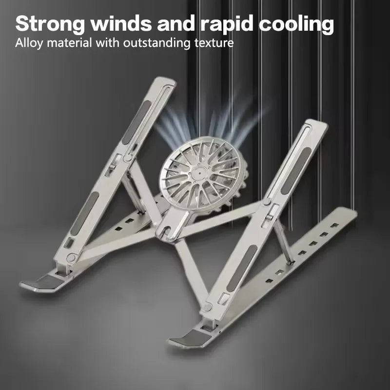 Adjustable Laptop Cooling Stand with Fan, Foldable Portable 7-Level Height Adjustment, Aluminum Alloy Material,
