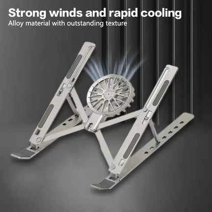 Adjustable Laptop Cooling Stand with Fan, Foldable Portable 7-Level Height Adjustment, Aluminum Alloy Material,