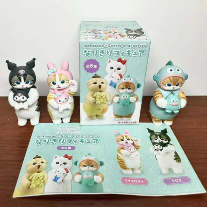 Mufosand Characters Hello Kitty Pompompurin Kuromi Kawaii Cats Neko Blind Box Doll Gift Toy Model Anime Figures Collect Ornament