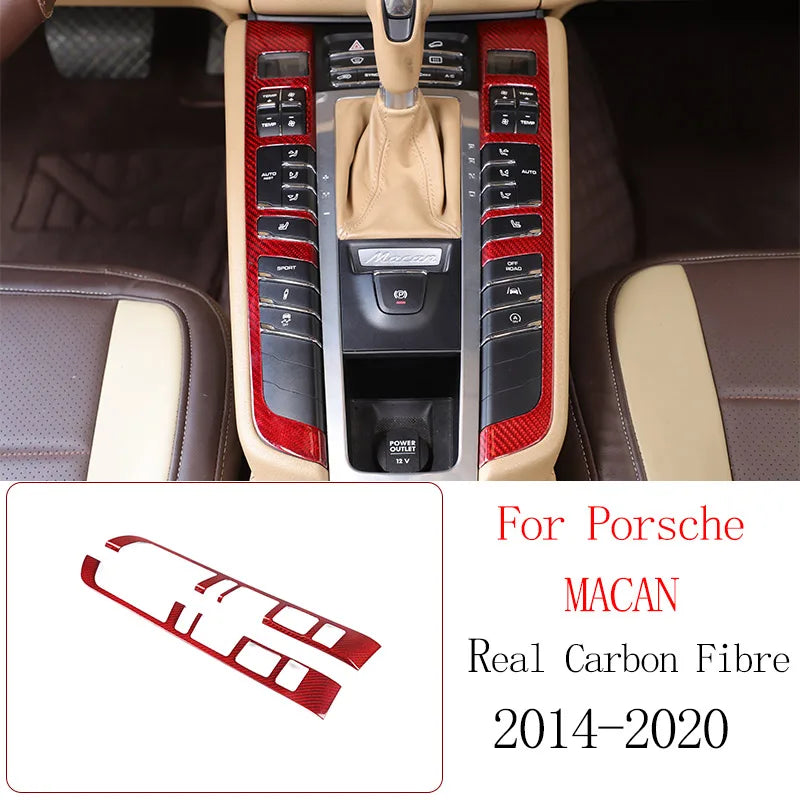Real Carbon Fiber For Porsche Macan 2014-2020 Inner Door Central Control Gear Panel Cover Door Sill Trim Stickers Accessories