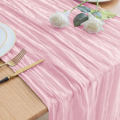 1PCS/6PCS 90*300CM Light Pink Cheesecloth Table Runner Boho Gauze Fabric Rustic Sheer Table Runners For Wedding Bridal Shower