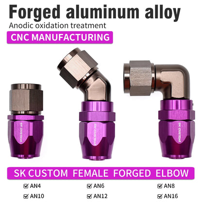 Universal Oil Pipe Female Forged Hose End Fitting Wire Braided Oil Tube Adapter Oil Radiator Fitting Aluminum Alloy AN6 AN8 AN10