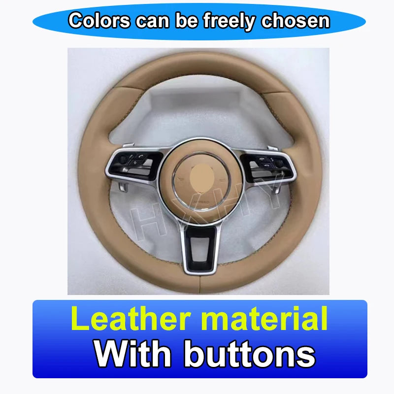 New Upgrade Alcantara Leather Steering Wheel For Porsche Macan Panamera Cayenne 718 911 Custom Genuine Carbon Fiber LED Interior