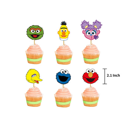 Cartoon Sesames  Street Birthday Party Decor Elmo and Friends Theme Tablecloth Plate Balloon Set Cake Decor Baby Shower