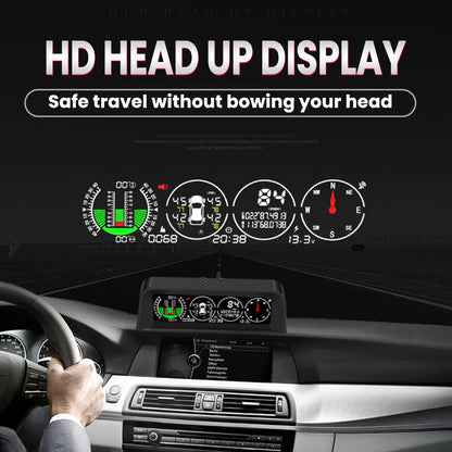 X91-WZ GPS TPMS Tire Monitor Inclinometer Gague Top View Angle Inclinometer Digital Car Compass Overspeed Alarm Car Speedometer