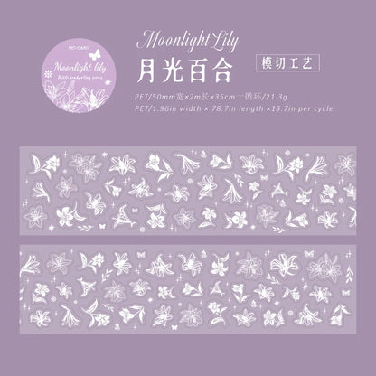 JIANQI 50mm*2m PET Tapes White pattern DIY Scrapbooking Decor Photo Album Collage Junk Journal Materials Aesthetics Stickers