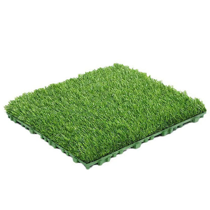 Interlocking Artificial Grass Tiles, 12x12in Self-Draining Fake Grass Deck Tiles, UV-Resistant Synthetic Turf Mats for Patio, Ba