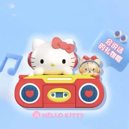 In Stock Hello KT Retro Tape Recorder Blind Box Talking Collectible Figure Desktop Ornament Cute Gift For Anime Fans Kids