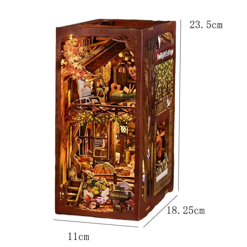 DIY Book Nook Kit Magic House Wooden 3D Puzzle Bookshelf Insert Decor Dollhouse Model Bookend Building Home Decoration Gifts