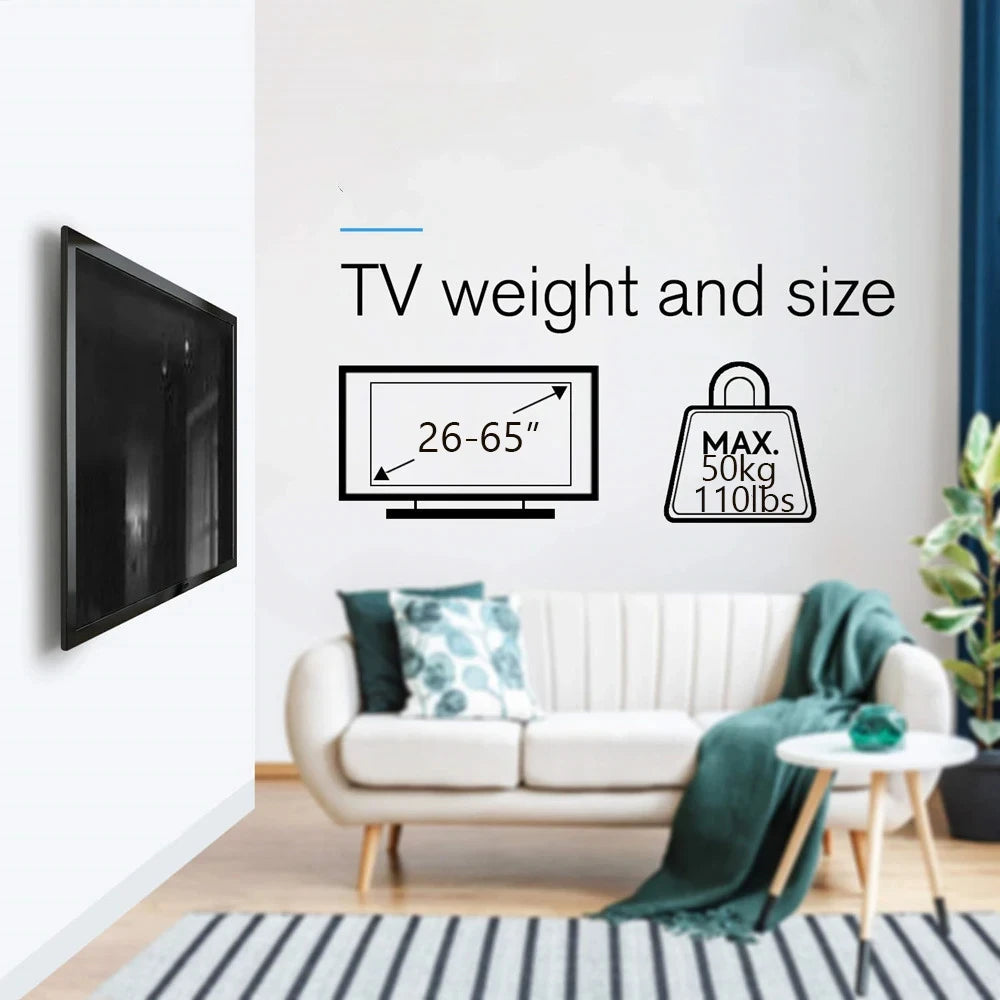 Universal TV Wall Mount Bracket 26-63 Inch LCD LED Monitor Holder Adjustable Low Profile Flat Mount for TVs