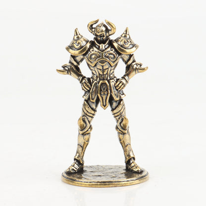Gold Saint brass Mini Figures twelve zodiac Saint Seiya ornament cartoon model desktop decoration copper gift