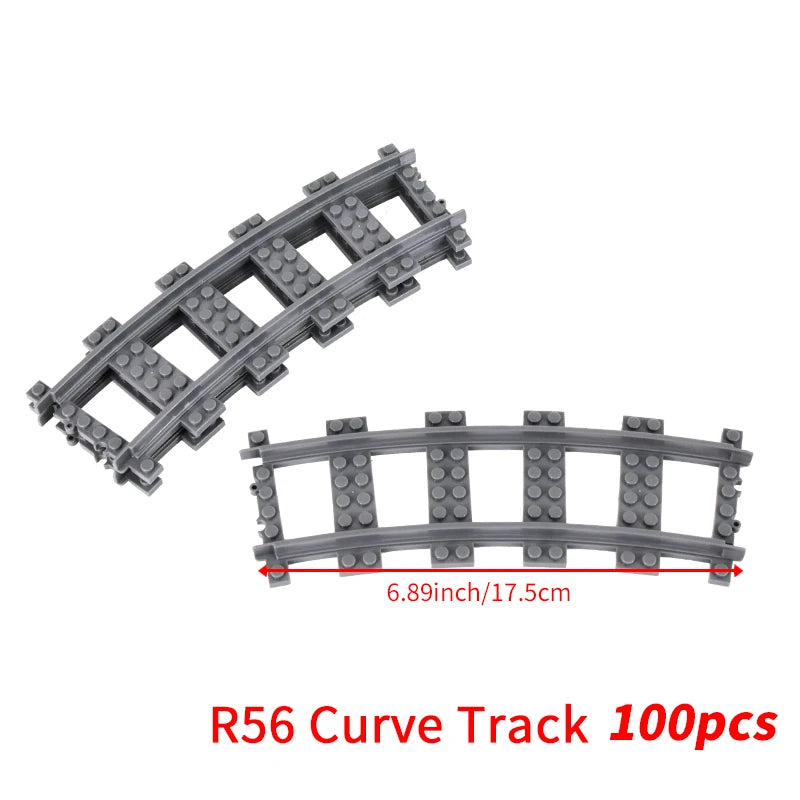 MOC City Bricks Train Flexible Construction Parts Railway Curve Track Building Blocks Model Accessories Compatible with 53401