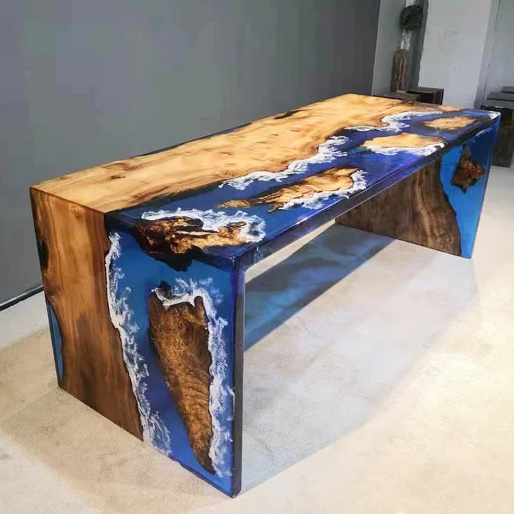 Waterfall epoxy resin wooden coffee table rosewood coffee table live edge epoxy resin coffee table
