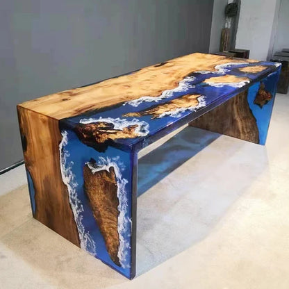 Waterfall epoxy resin wooden coffee table rosewood coffee table live edge epoxy resin coffee table