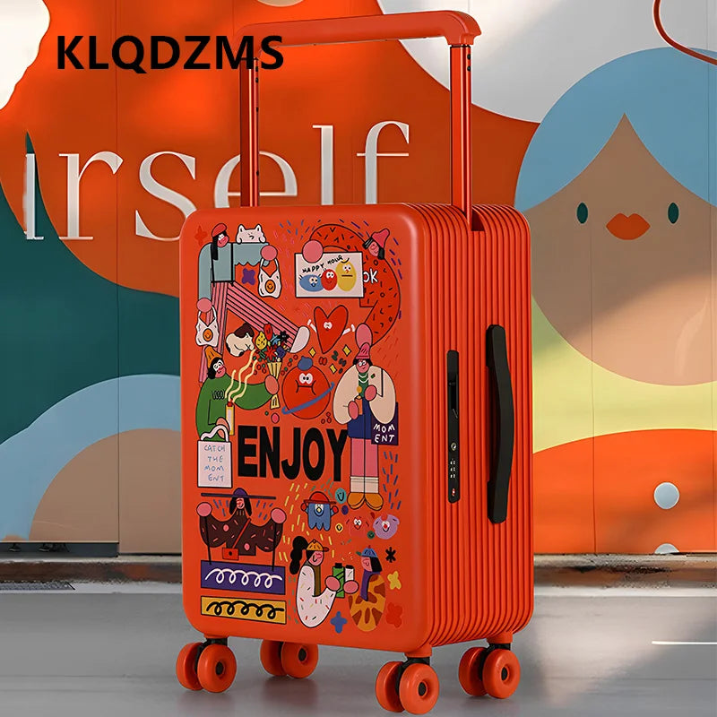 KLQDZMS Luggage High Quality 20"24"26 Inch Boarding Box Large Capacity Trolley Case Students Password Box Women's Suitcase