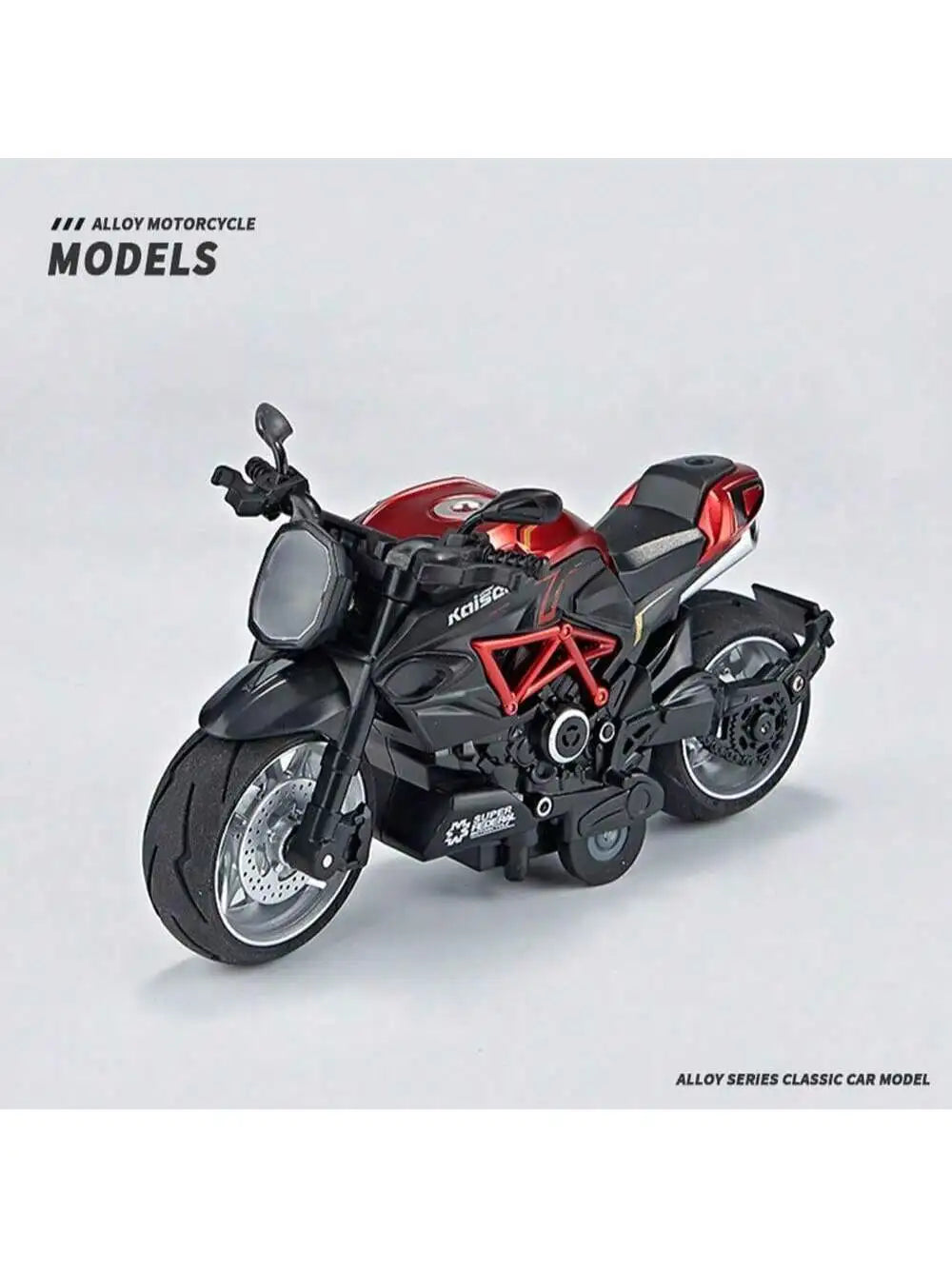 1:12 Scale Die-Cast Alloy Motorcycle Toy with Real Engine Sound & LED Light Effects - Friction-Powered Crash-Resistant Ride-On T