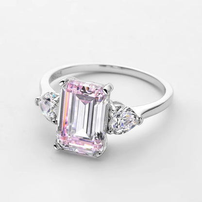 OEVAS 7 Carats High Carbon Diamond Sparkling Zircon Wedding Rings For Women Top Quality 100% 925 Sterling Silver Party Jewelry