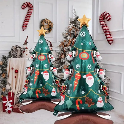 3D Large Inflatable Christmas Tree Balloons Standing Xmas Tree Foil Ballons Merry Christmas New Year Party Home Decor Supplies