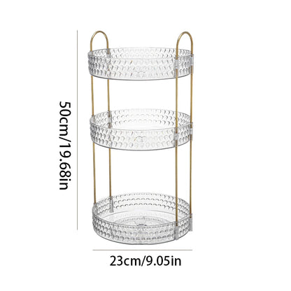 Rotating Cosmetic Organizer 3 Tier Transparent Diamond Pattern Cosmetic Rack Bathroom Cosmetic Vanity Organizer Countertop