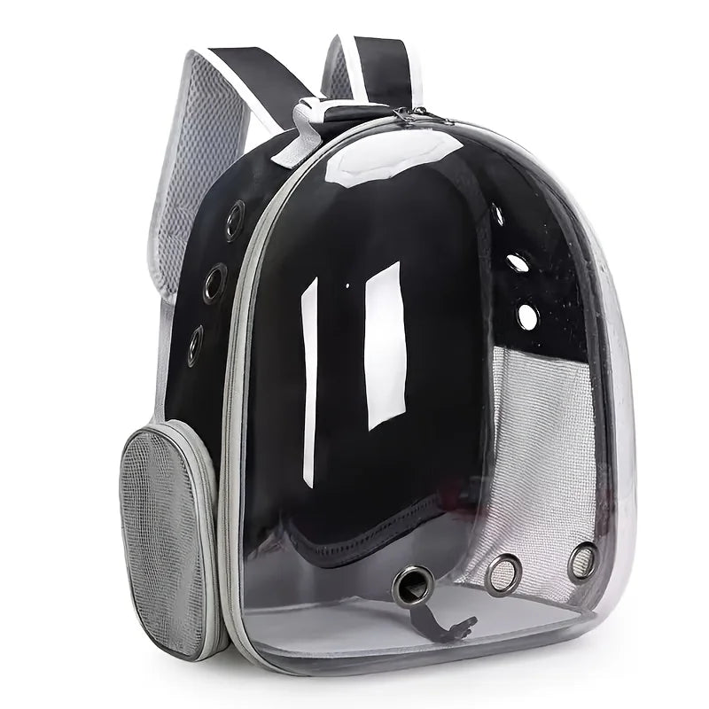 Space Capsule Pet Backpack - Breathable Transparent Travel Carrier for Cats and Small Dogs with Zippers, Portable for Outdoor