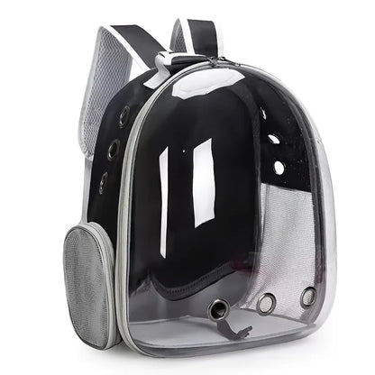 Space Capsule Pet Backpack - Breathable Transparent Travel Carrier for Cats and Small Dogs with Zippers, Portable for Outdoor