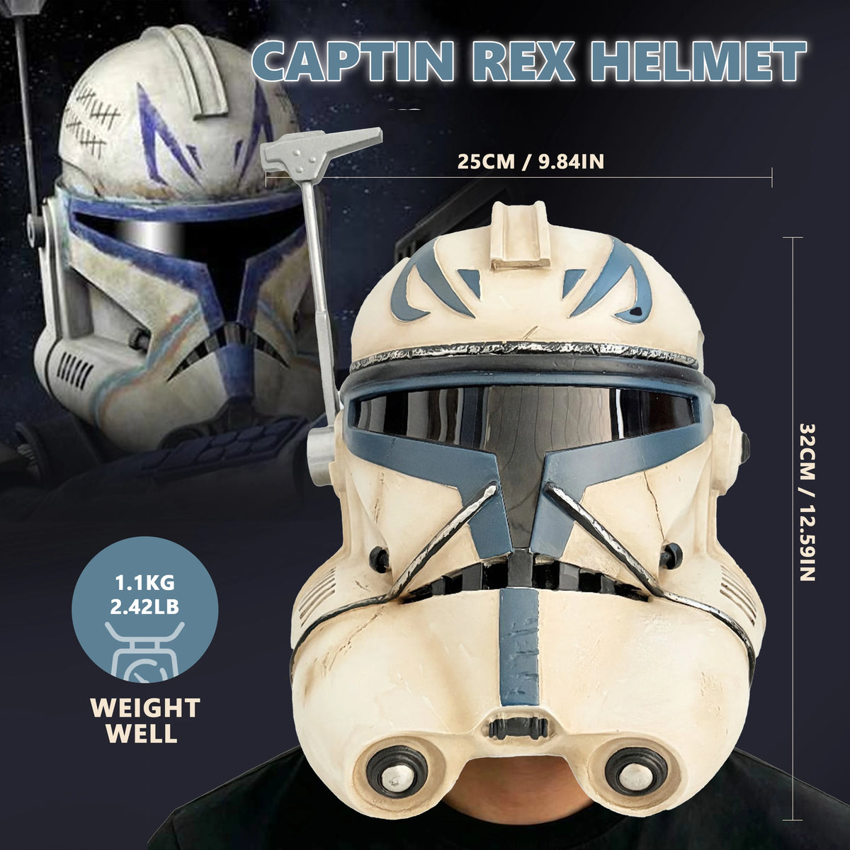 Captain Rex Helmet SW Clone Trooper Phase 2 Cosplay Mask Resin Prop Adult Wearable Halloween Costume Game Collectible Gift