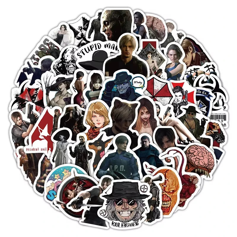 60PCS Resident Evil Stickers Graffiti Stickers DIY Diary Phone Case Handmade Scrapbook Aesthetic Stickers