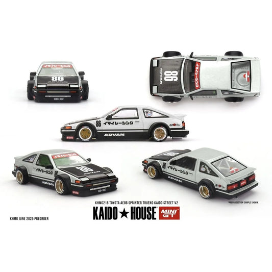 Kaido House + MINIGT Toyota AE86 Sprinter Trueno Kaido Street V2 KHMG218-CH Alloy Car Model