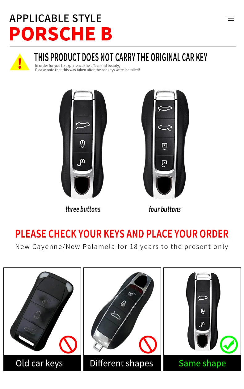 Zinc Alloy Key Fob Protective Cover, Smart Key Case Shell For Porsche Cayenne Panamera 911 992 Taycan, Auto Key Accessories