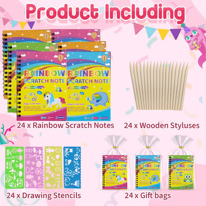 Scratch Rainbow Art Crafts Notebook Coloring Book Goodie Bags Stuffers Kit, Bulk Birthday Gift Classroom Prizes Girl Boy Toddler