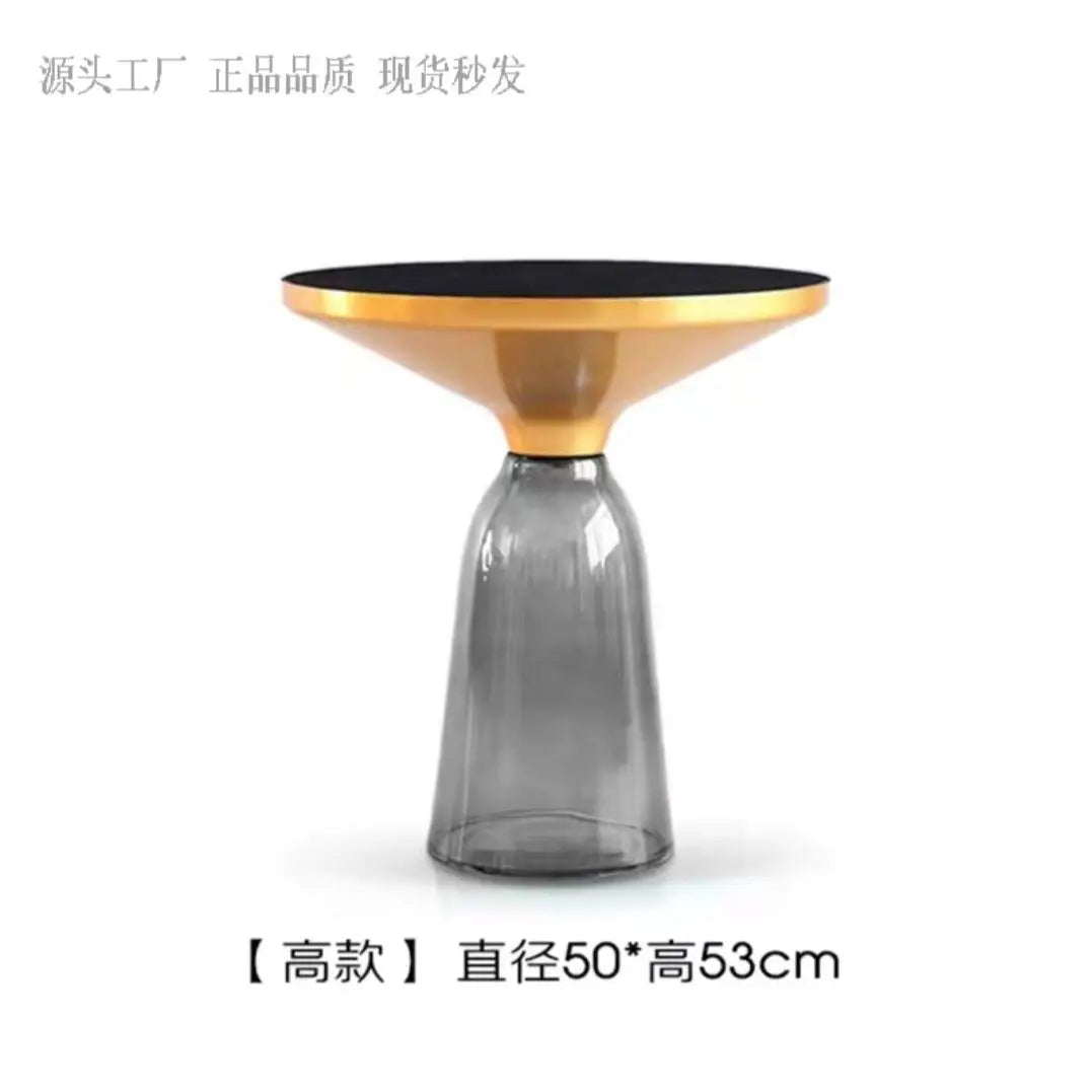 Modern Light Luxury Glass Coffee Table Creative Living Room Balcony Colorful High-end Table on The New Nordic High-end
