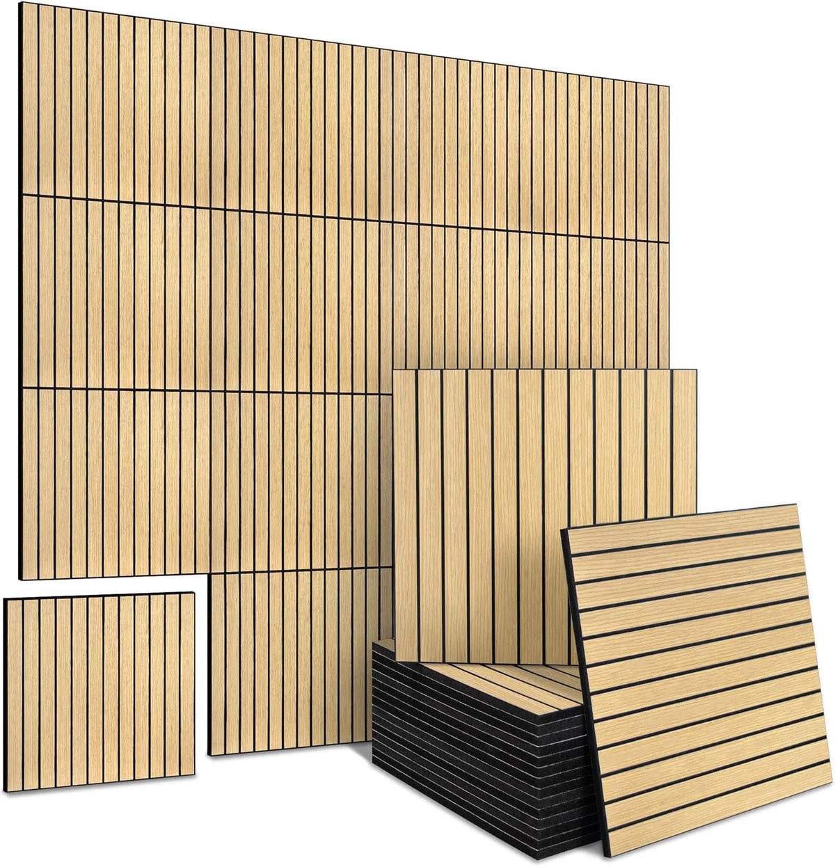 10pcs 30x30cm Peel and Stick Wood Slat Wall Panels| Decorative wall panels, self adhesive, living room, bedroom, not real wood