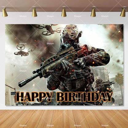 Call of Duty Theme Backdrop Kids Birthday Decorations Party Supplies Banner Poster Stimulating Game Boys Favor Gifts Photo Props