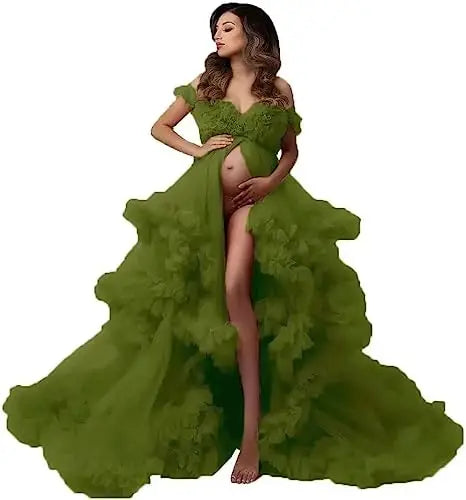 Sexy Maternity Gowns Photoshoot  Ruffles baby shower платье для беременных فساتين حوامل vestidos para embarazadas photoshoot