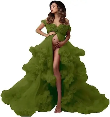 Sexy Maternity Gowns Photoshoot  Ruffles baby shower платье для беременных فساتين حوامل vestidos para embarazadas photoshoot