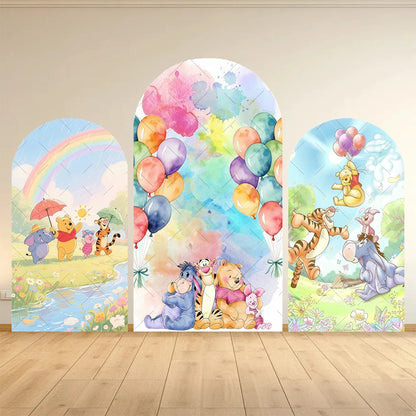 Winnie The Pooh Arch Backdrop Cover Elastic Fabric Newborn Baby Birthday Party Supplies Birthday Party Photo Studio Decoration