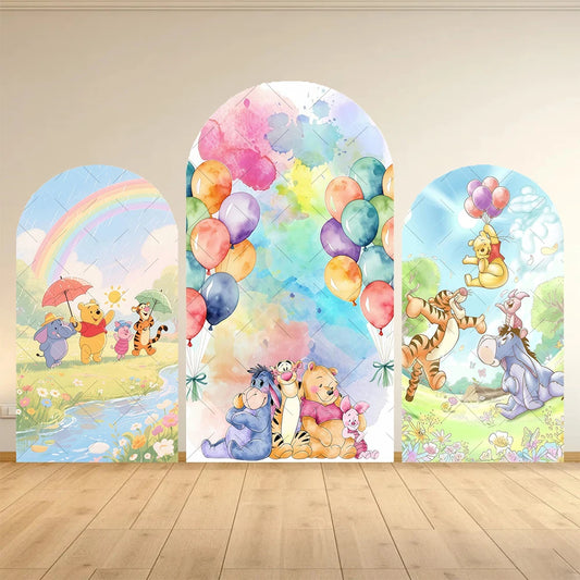 Winnie The Pooh Arch Backdrop Cover Elastic Fabric Newborn Baby Birthday Party Supplies Birthday Party Photo Studio Decoration